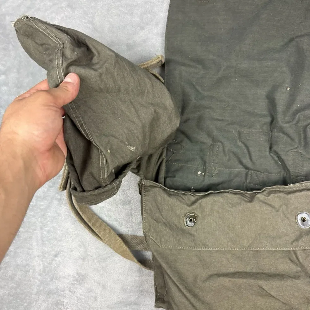 Vintage Military Canvas Field Backpack Olive Drab Leather Strap Rucksack M77